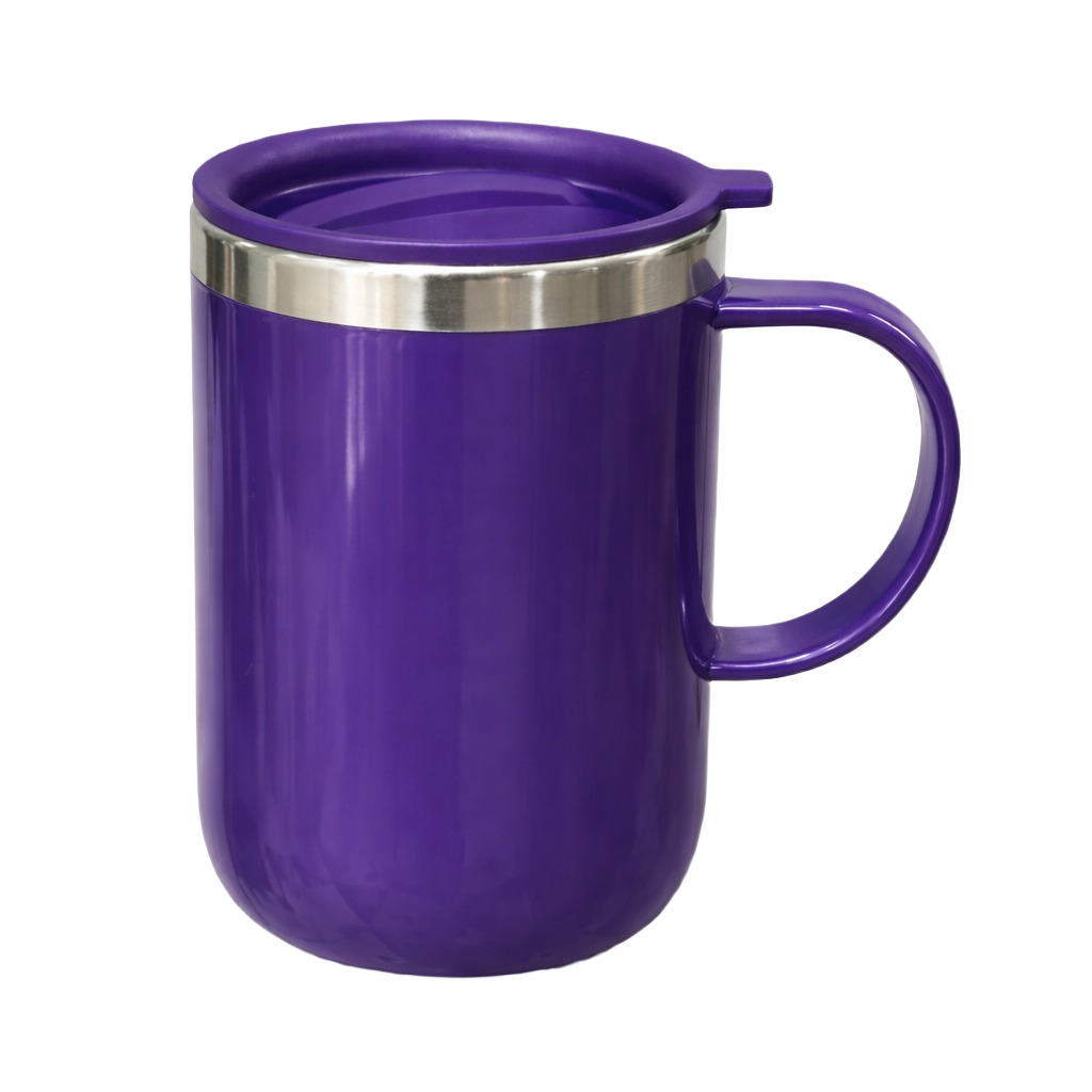 Stainless Steel Travel Mug with Handle & Lid