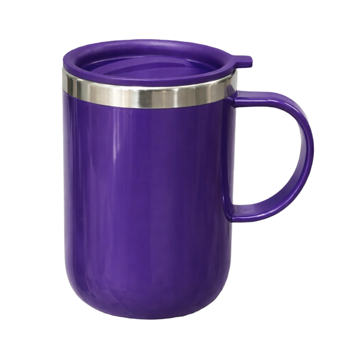Stainless Steel Travel Mug with Handle & Lid