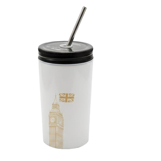 Bone China Tumbler with Straw – Urban Travel Drink Cup