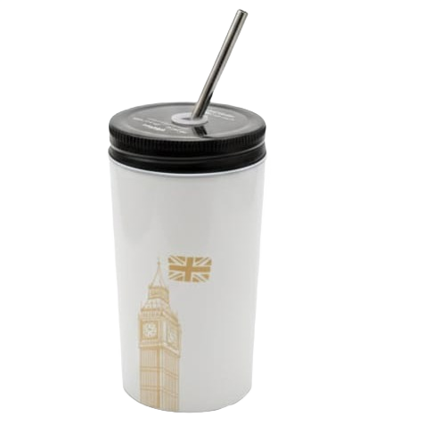 Bone China Tumbler with Straw – Urban Travel Drink Cup