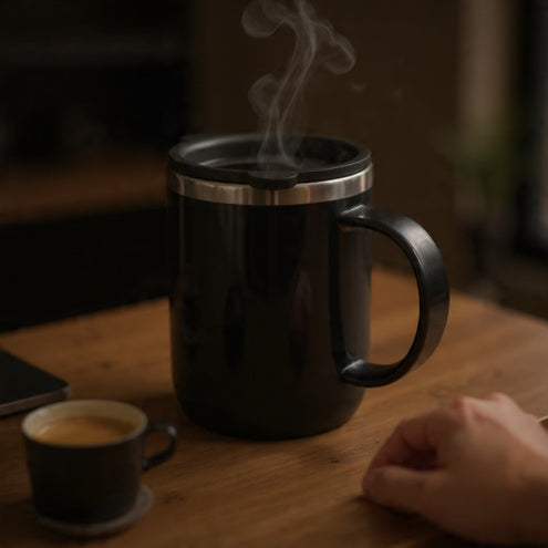 Stainless Steel Travel Mug with Handle & Lid